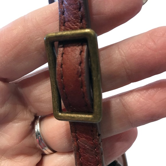 Margot Brown Leather Crossbody Bag Zipper Pocket Adjustable Strap - Picture 4 of 16